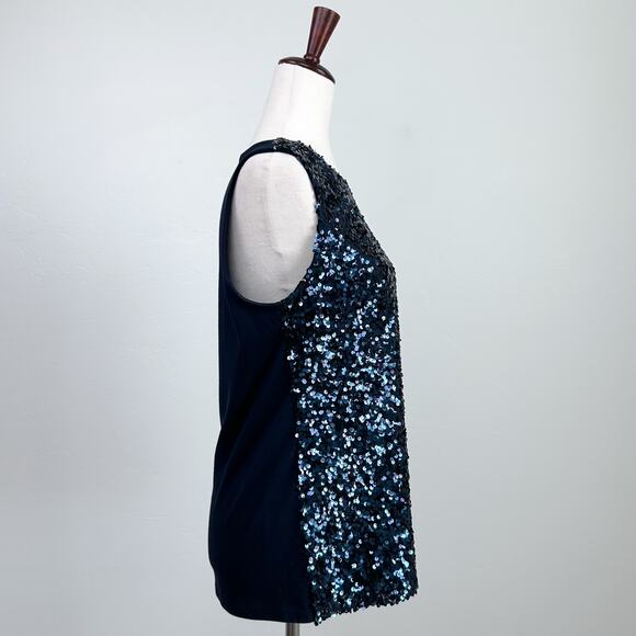 Talbots Blue Sequin Front Shell Sleeveless Tank Top - Picture 6 of 10